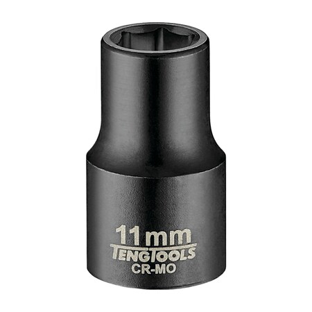 Teng Tools 11MM 1/2 Inch Drive ANSI 6 Point Metric Shallow Chrome Molybdenum Impact Socket 920511AN